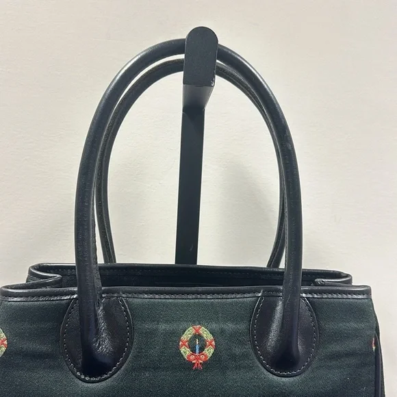 J. McLaughlin Holiday Wreath Purse Bag Black Vintage Embroidered Party Preppy - Picture 3 of 8